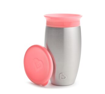 Munchkin Miracle 360 Toddler Sippy Cup, Spill Proof, 10 Ounce, Stainless Steel, Pink