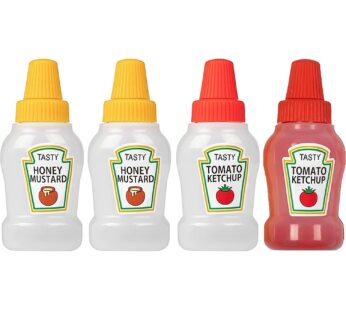 RONRONS 4 Pieces Mini Ketchup Bottles for Bento Box Accessories, 25ml Mini Condiment Squee