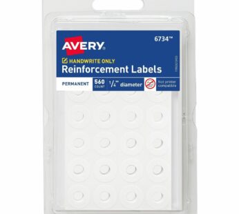 Avery 06734 Permanent Reinforcment labels 1/4-Inch Dia 560/PK White