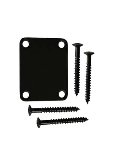 Metallor Guitar Neck Plate Standard 4 Holes with Screws 64 x 51mm Compatible with Strat Te