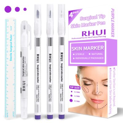 Surgical Skin Marker Pen 4-Pack Professional Sterile Tip Tattoo Stencil Markers Pen Scribe