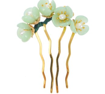 Beaupretty Jade Flower Hair Pins Women Girls Hair Stick Chinese Retro Chignon Pin Hair Cho