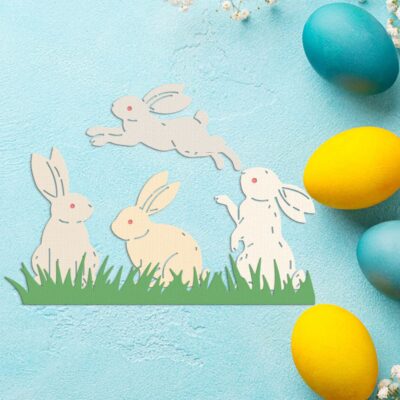 Metal Easter Bunny Rabbit Background Die Cuts for Card Making, Leaves Frame Cutting Dies f - Image 3