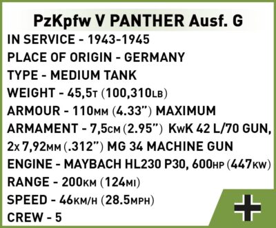 COBI Historical Collection WWII PzKpfw V Panther Ausf. G. Tank - Image 6