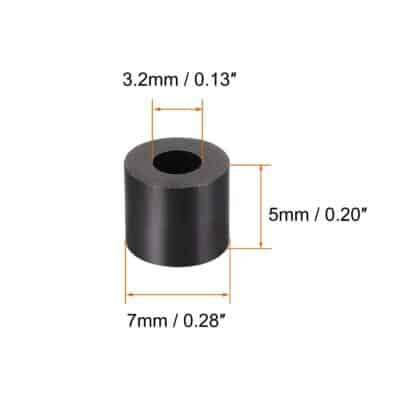 uxcell Nylon Round Spacer Washer 3.2mm ID 7mm OD 5mm Height for M3 Screws Black 100Pcs - Image 3
