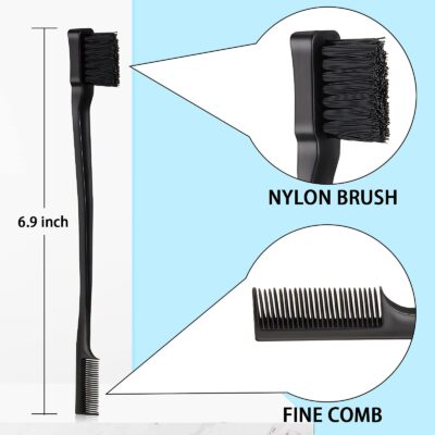 Geiserailie 3 Pcs Slick Back Hair Brush Set Bristle Hair Brush Edge Control Brush Teasing - Image 2