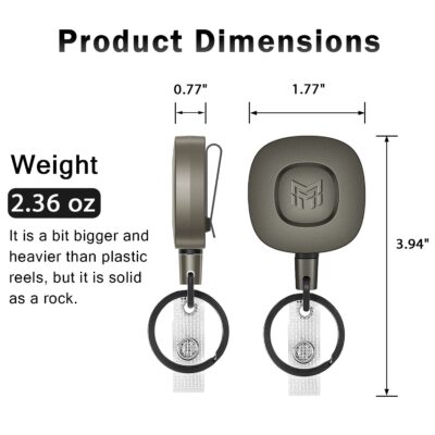 MNGARISTA Heavy Duty Metal Retractable Keychain with Belt Clip, 8 oz Retraction, 31.5" Ste - Image 5
