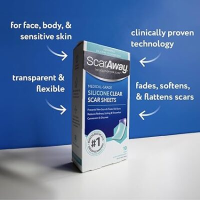 ScarAway Advanced Clear Silicone Scar Sheets, Medical Grade Silicone Strips (1.5" x 3") Scar Treatment and Prevention for Surgical, Burn, Body, Hypertrophic & Keloid Scar Treatment, 10 Clear Sheets - Image 2