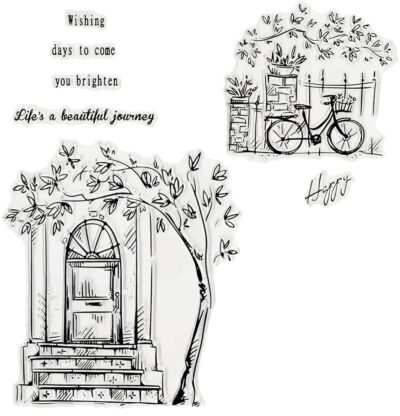 WooYangFun Life is a beaufiful Journey Bicycle Flower Door Window Rubber Clear Stamp for C - Image 2