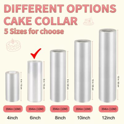 6 Inch Cake Collars, BYKITCHEN Acetate Sheets for Cake, Transparent Collar Acetate Roll, C - Image 2