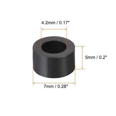 uxcell Nylon Round Spacer Washer 4.2mm ID 7mm OD 5mm Height for M4 Screws Black 300Pcs - Image 3