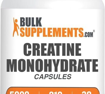 BulkSupplements.com Creatine Monohydrate Capsules – Micronized Creatine Monohydrate, Creatine Pills – 7 Creatine Capsules per Serving, 5000mg, Gluten Free, 210 Capsules (Pack of 1)