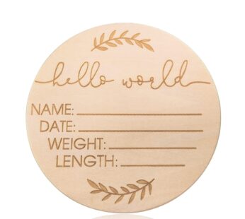 Wooden Baby Name Announcement Sign, Birth Announcement Sign, Hello World Newborn Sign for