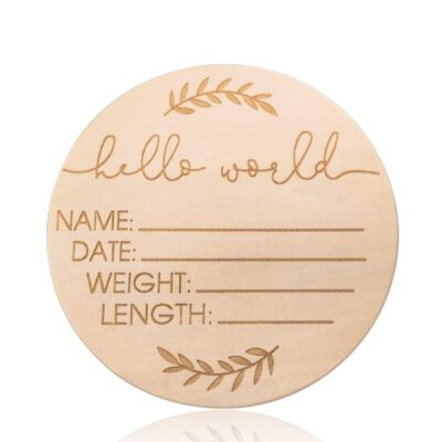 Wooden Baby Name Announcement Sign, Birth Announcement Sign, Hello World Newborn Sign for