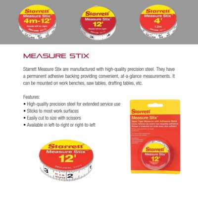 Starrett Tape Measure Stix with Adhesive Backing - Mount to Work Bench, Saw Table, Draftin - Image 3