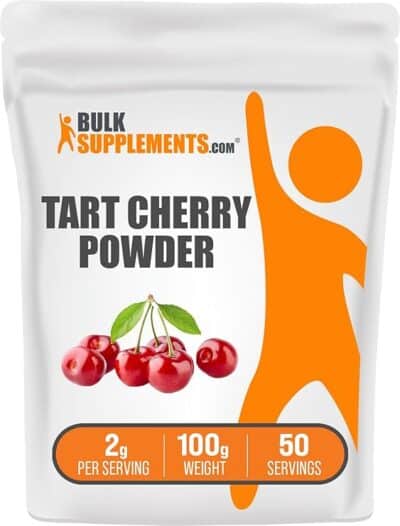 BulkSupplements.com Tart Cherry Powder - Fruit Powder, Tart Cherry Supplements - Antioxidant Source, Gluten Free & No Added Sugar, 2g per Serving, 100g (3.5 oz) (Pack of 1)