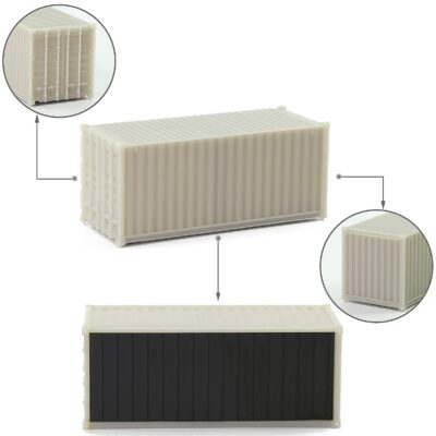 Evemodel C8720JJ 8pcs HO Scale 1:87 Shipping Container Blank Uncolored Cargo Box (20ft) - Image 6