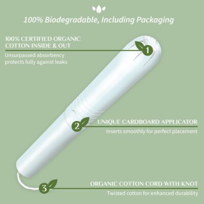 Organyc 100% Certified Organic Cotton Tampons - Cardboard Applicator, Free from Chlorine, - Image 2