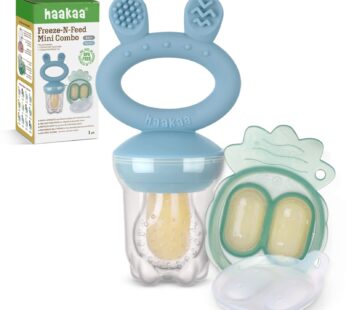Haakaa Baby Fruit Food Feeder & Mini Freezer Nibble Tray Combo, Breastmilk Popsicle Molds