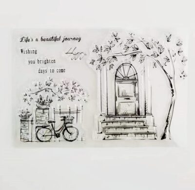 WooYangFun Life is a beaufiful Journey Bicycle Flower Door Window Rubber Clear Stamp for C - Image 4