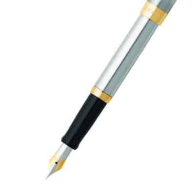 Sheaffer Sagaris Medium Nib Fountain Pen, Brushed Chrome, Gold Tone Trim (E0947353) - Image 3
