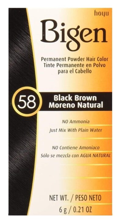 Bigen Powder Hair Color #58 Black Brown 0.21oz (2 Pack)