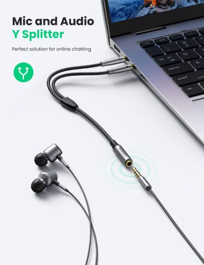 UGREEN Headphone Splitter Adapter 3.5mm 2 Male to Female Smartphone Headset Cable Mic and - Image 3