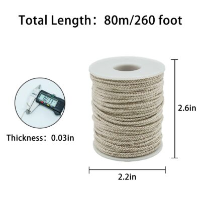 260 Foot Candle Wick, 24 PLY Braided Candle Wick Spool, Cotton & Paper Interwoven Core, Ca - Image 2