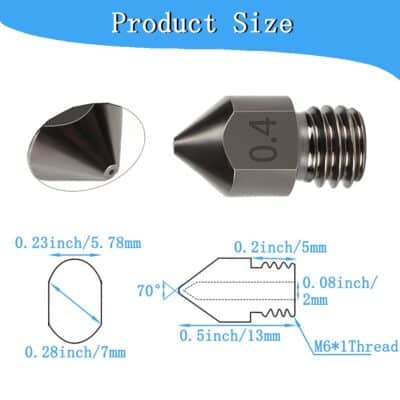 5PCS Hardened Steel MK8 Nozzle 0.4mm Hotend Extruder All Metal Nozzle for Ender 3s 3 Pro, - Image 3