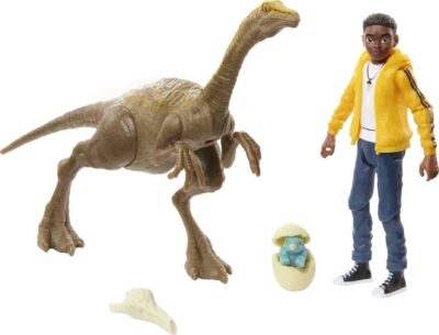 Mattel Jurassic World Toys Camp Cretaceous Darius and Gallimimus Human and Dino Pack with