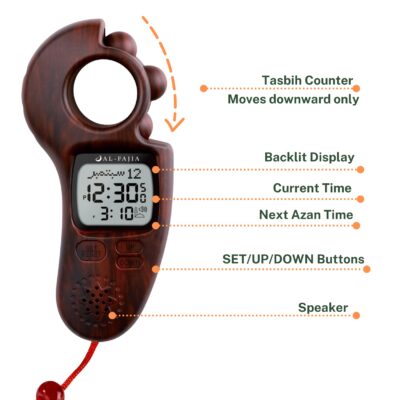 AL-FAJIA Islamic Prayer Time and Athan Sound Reminder Digital Tasbih Counter, Full Azan Cl - Image 4