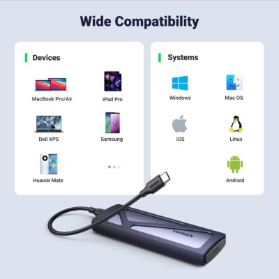 UGREEN SSD Enclosure, Tool-Free USB C External, 10Gbps M.2 NVMe to USB Adapter/Reader Supp - Image 6