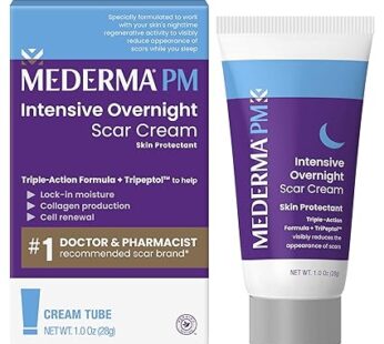 Mederma PM Intensive Overnight Scar Cream, Works with Skin’s Nighttime Regenerative Activity, Clinically Shown to Make Scars Smaller and Less Visible, 1.0 Oz (28g)