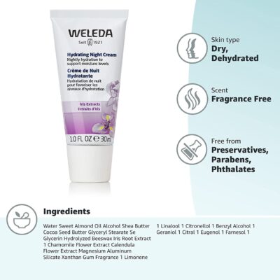 Weleda Hydrating Night Face Cream, 1 Fluid Ounce, Plant Rich Moisturizer with Iris Root, C - Image 2