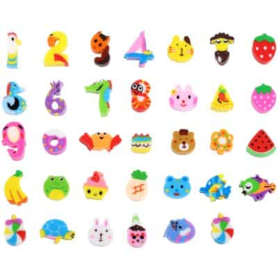 JOVITEC 100 Pieces Mini Erasers Assortment, Colorful Cake, Digital and Animal Assorted Era - Image 2