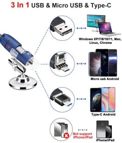 Jiusion 2K HD 2560x1440P USB Digital Microscope for Android Cellphone and Tablet Windows M - Image 3