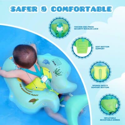 No Flip Over Baby Pool Float with Canopy UPF50+ Sun Protection, Inflatable Float with Spon - Image 3