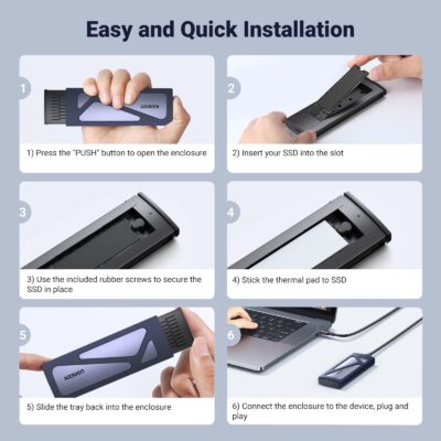 UGREEN SSD Enclosure, Tool-Free USB C External, 10Gbps M.2 NVMe to USB Adapter/Reader Supp - Image 7