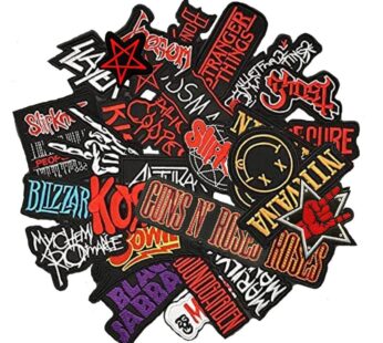 NINENINE 25Pcs Mixed Patches Lot Band Rock Patches Iron On Stripes for Clothing Embroidery