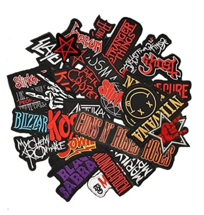 NINENINE 25Pcs Mixed Patches Lot Band Rock Patches Iron On Stripes for Clothing Embroidery