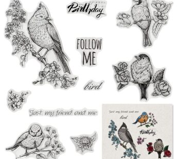 Birds Flowers Birthday Clear Stamps for Card Making Scrapbooking and Words Transparent Sta