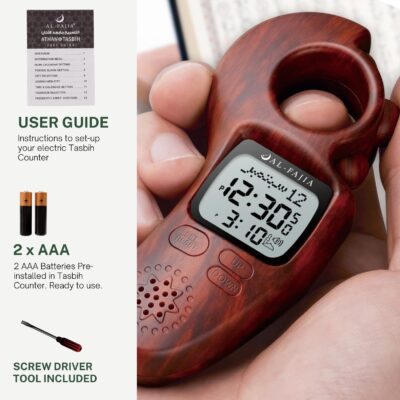 AL-FAJIA Islamic Prayer Time and Athan Sound Reminder Digital Tasbih Counter, Full Azan Cl - Image 9