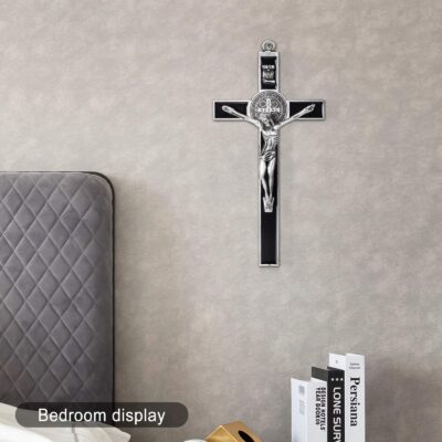 Wellcho Black Enamel Crucifix Wall Cross -Saint Benedict Metal Wall Art-7 Inch Cross Give - Image 6