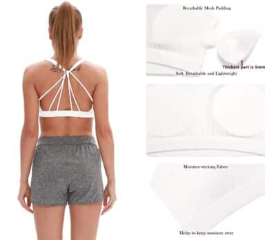 icyzone Padded Strappy Sports Bra Yoga Tops Activewear Workout Clothes for Women (M, Off W - Image 4