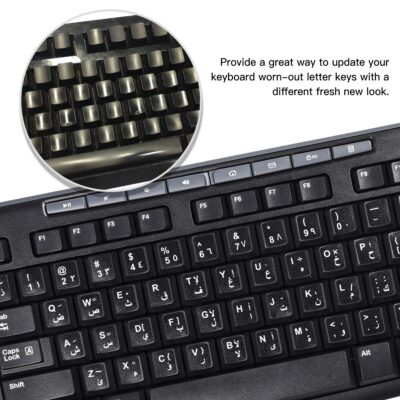 2 Pack Arabic Keyboard Stickers,Transparent Background Keyboard White Large Lettering Repl - Image 4