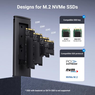 UGREEN SSD Enclosure, Tool-Free USB C External, 10Gbps M.2 NVMe to USB Adapter/Reader Supp - Image 4