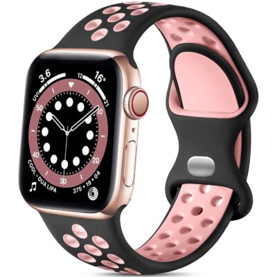 Lerobo Compatible with Apple Watch Band 41mm 40mm 38mm for Women Men,Soft Silicone Sport B