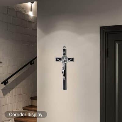 Wellcho Black Enamel Crucifix Wall Cross -Saint Benedict Metal Wall Art-7 Inch Cross Give - Image 7