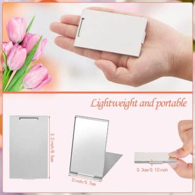 Blulu 2 Pieces Mini Portable Folding Mirrors for Purse, Ultra Slim Pocket Makeup Travel Mi - Image 2