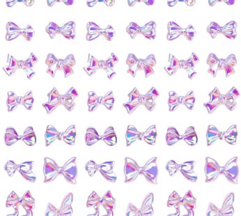 PAGOW 210pcs Bow Nail Decoration, 3D Nail Charm Decals Resin Crystal Stickers Accessories